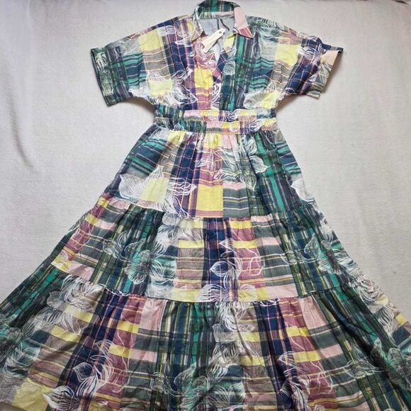 New L By Anthropologie The Somerset maxi shirt-dress in plaid floral - Picture 3 of 12